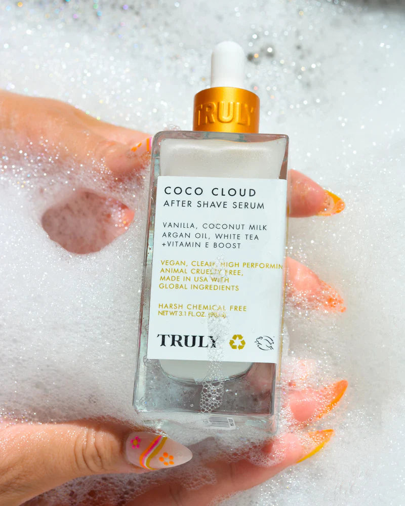 Truly Glazed – After Shave Coco Cloud, sin irritación ni vellos encarnados.