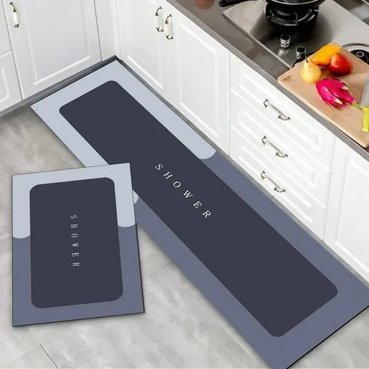 Set de Alfombras Antideslizantes para Cocinas y Baños (Azul)
