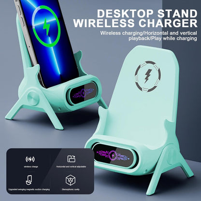 Soporte Multifuncional Para Movil / Cargador Inalámbrico Rápido y Speaker.