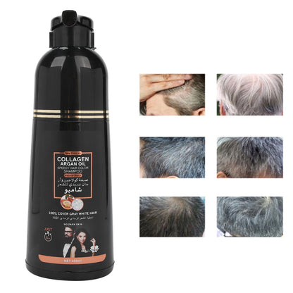 Shampoo Anti-Canas Color Negro Con Colageno y Aceite Argan