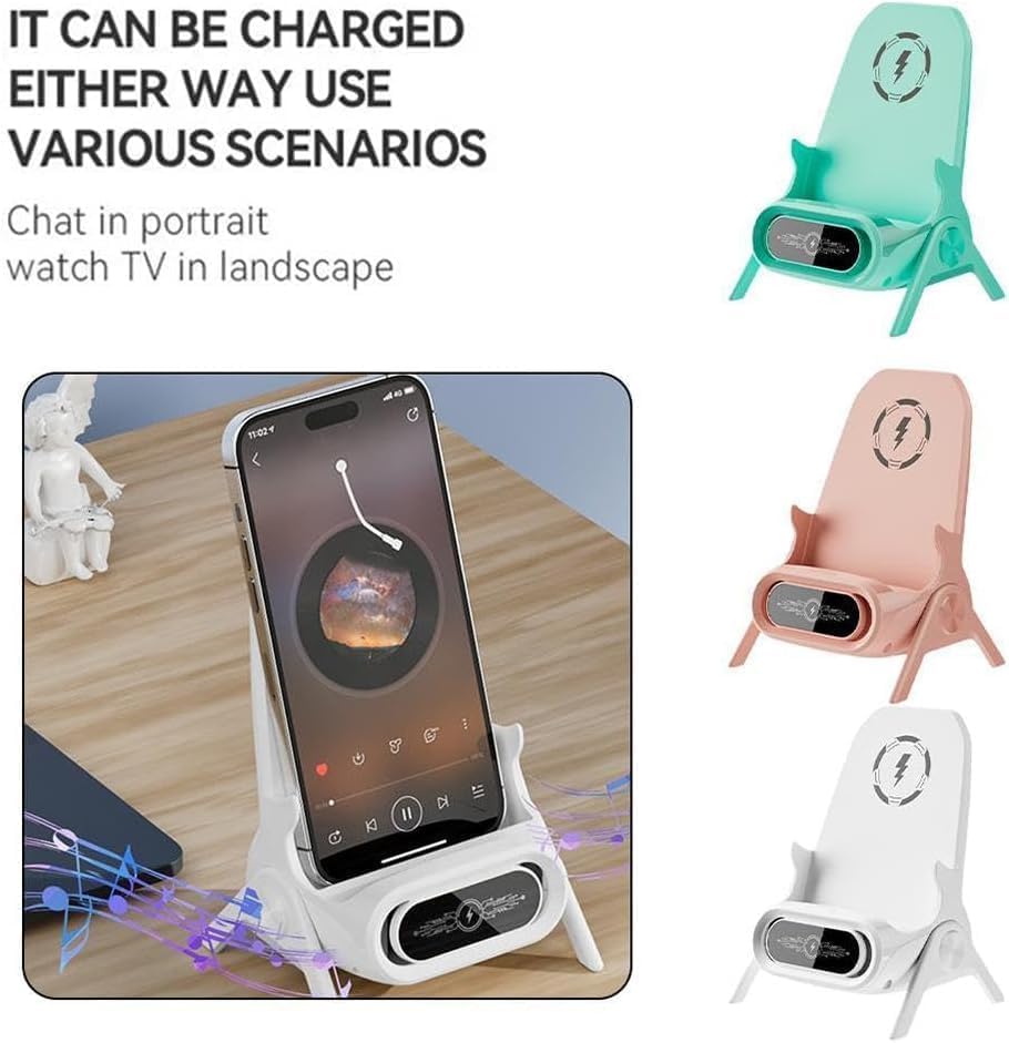 Soporte Multifuncional Para Movil / Cargador Inalámbrico Rápido y Speaker.
