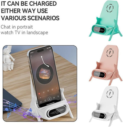 Soporte Multifuncional Para Movil / Cargador Inalámbrico Rápido y Speaker.