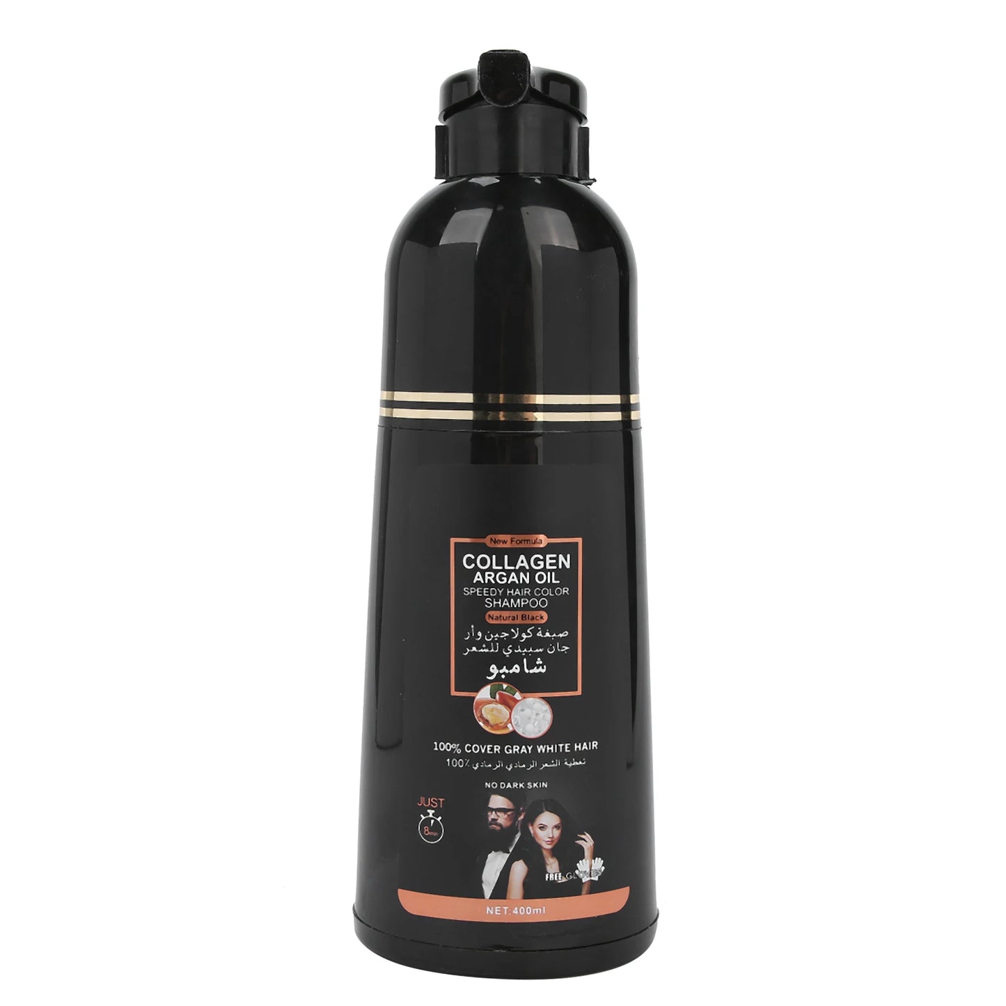 Shampoo Anti-Canas Color Negro Con Colageno y Aceite Argan