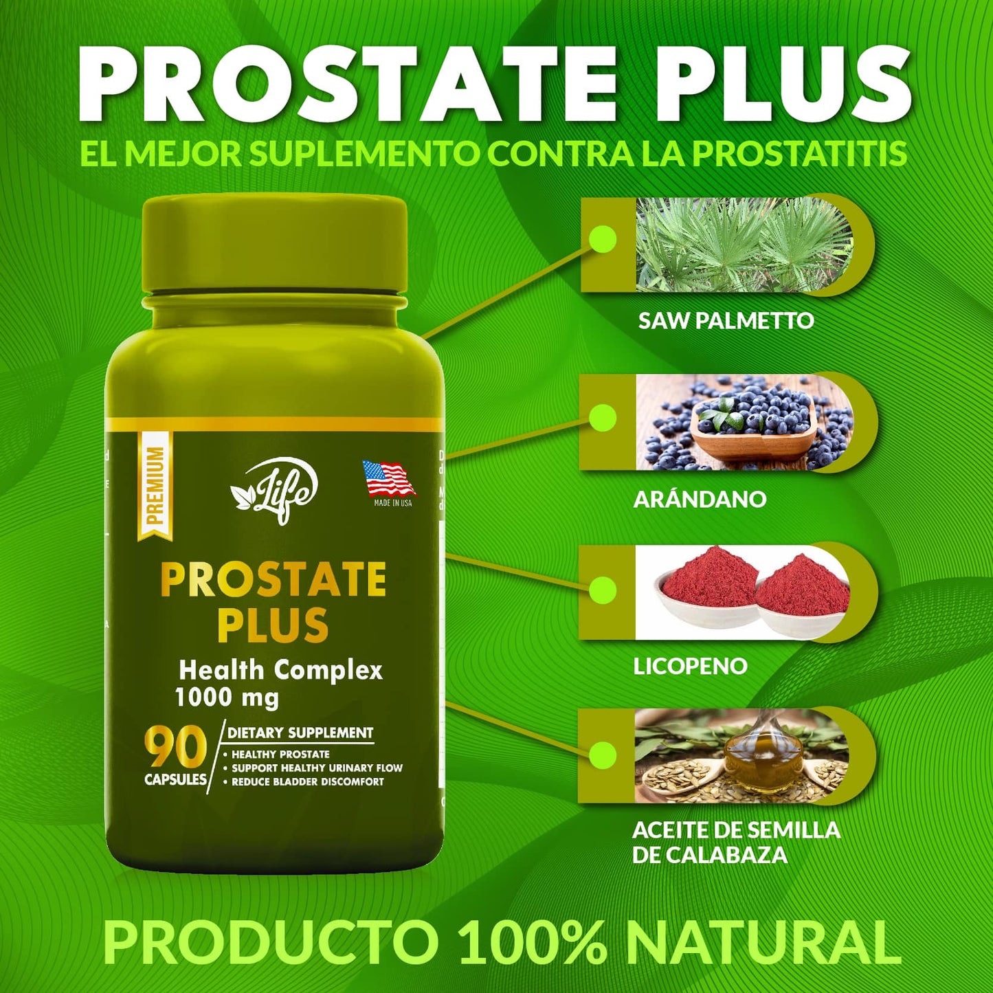 Prostate Plus – Para el Bienestar Masculino (90 cáps.) La mejor Formula.
